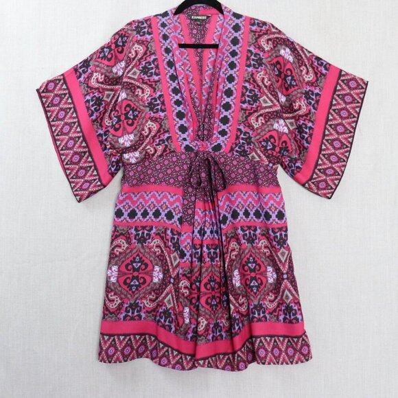 Express Pink and Purple Patterned Dress - Picture 3 of 16